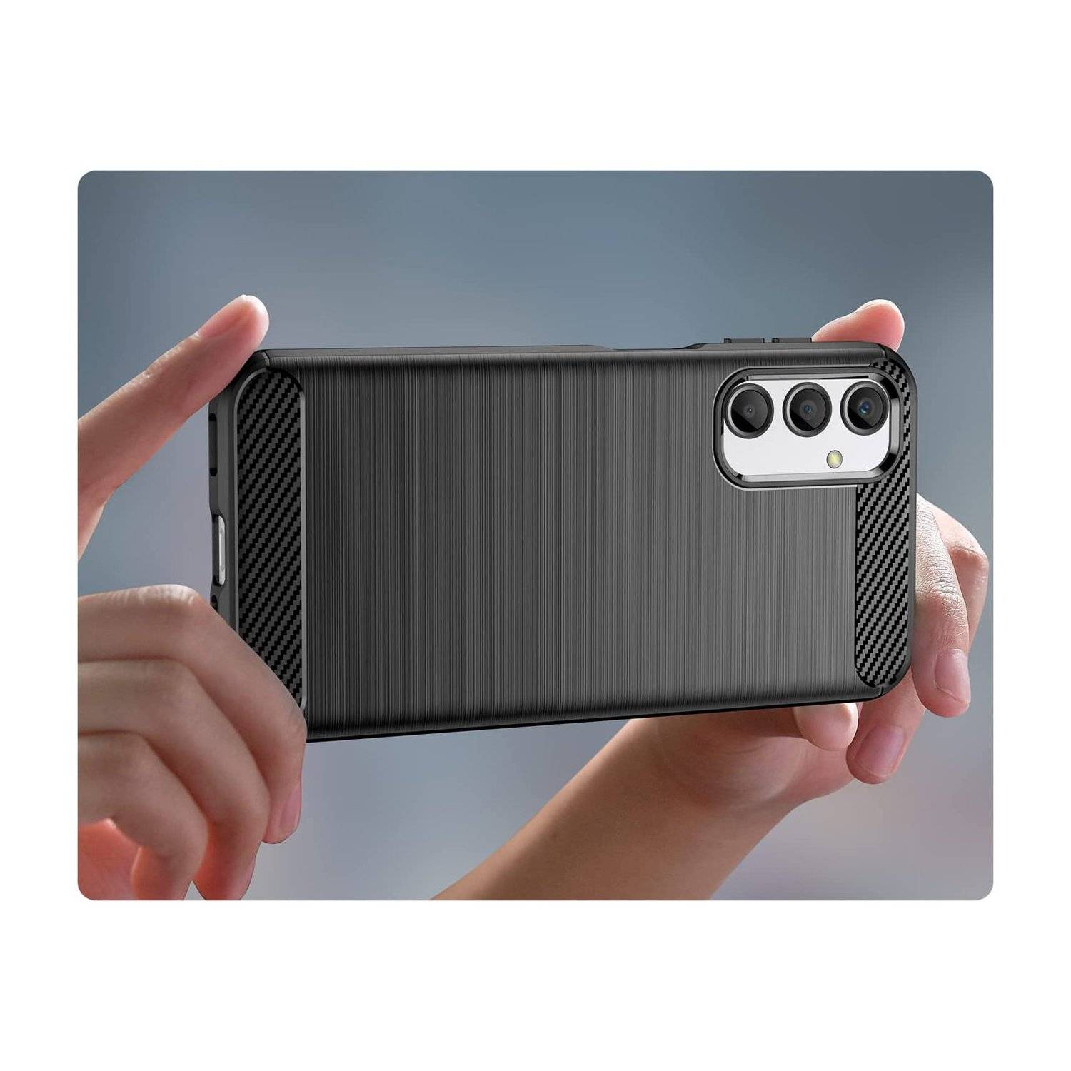 Carbon Case kompatibel mit Samsung Galaxy A25 5G flexible Silikon Carbon Hülle schwarz