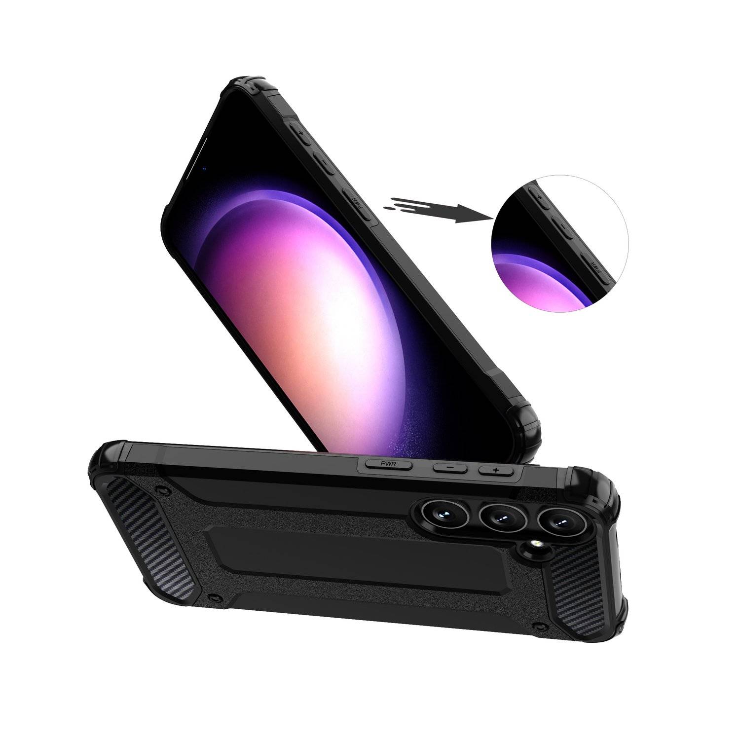 Panzerschale Outdoor Hülle "HYBRID" Bumper Stoßfest kompatibel mit Samsung Galaxy A25 5G Schwarz