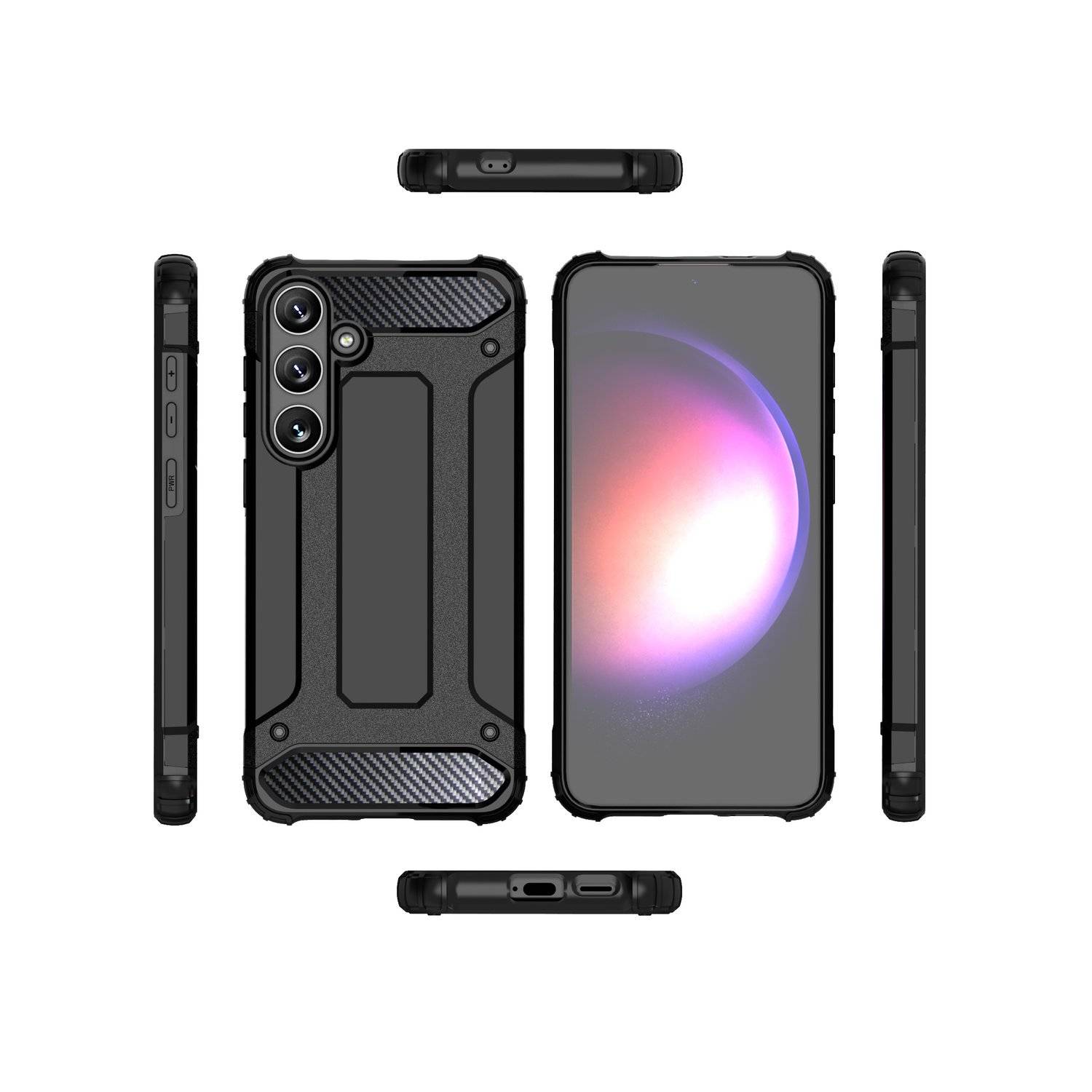 Panzerschale Outdoor Hülle "HYBRID" Bumper Stoßfest kompatibel mit Samsung Galaxy A25 5G Schwarz