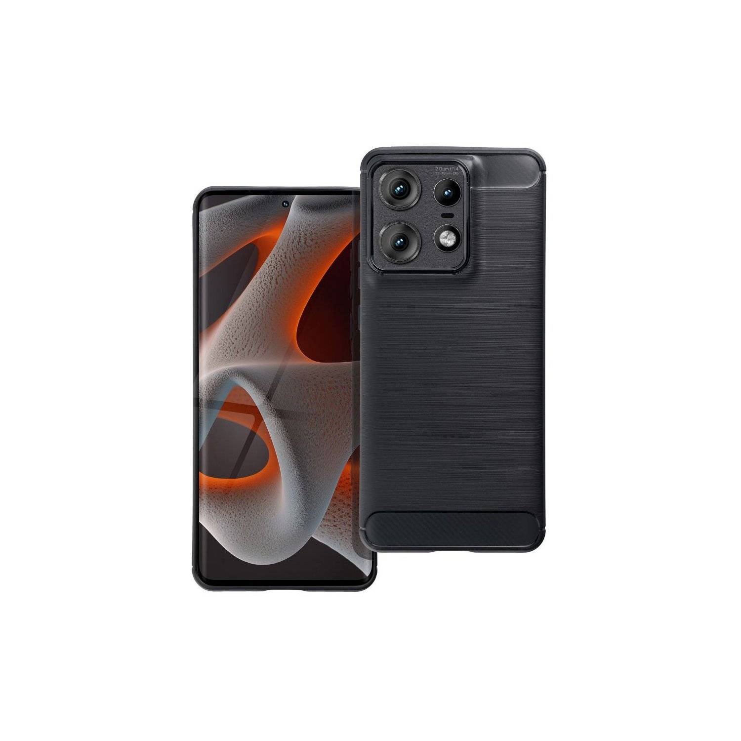 Carbon Case kompatibel mit Motorola Edge 50 Pro flexible Silikon-Carbon-Hülle schwarz