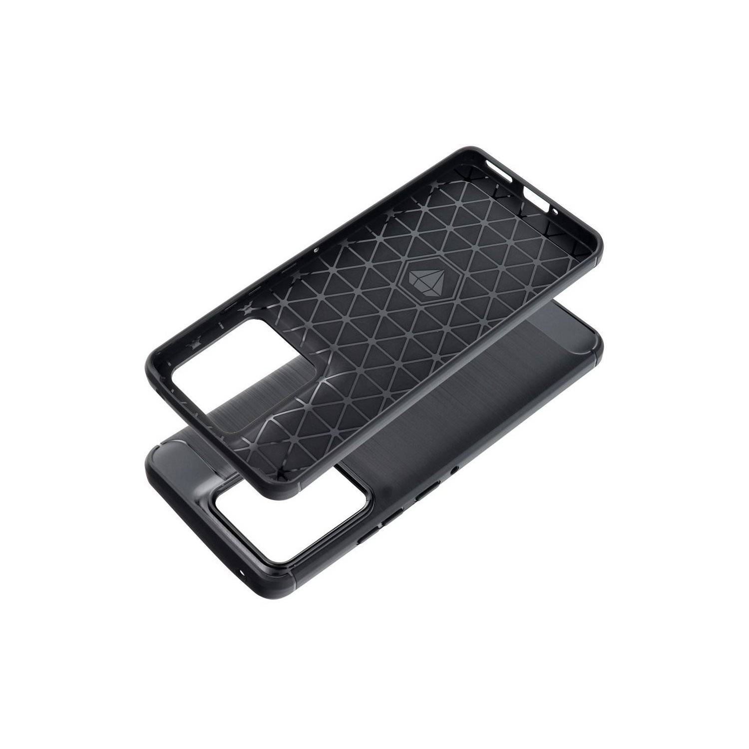 Carbon Case kompatibel mit Motorola Edge 50 Pro flexible Silikon-Carbon-Hülle schwarz