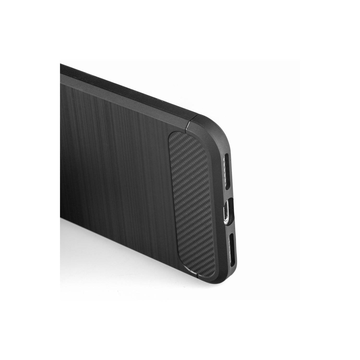 Carbon Case kompatibel mit Motorola Edge 50 Pro flexible Silikon-Carbon-Hülle schwarz