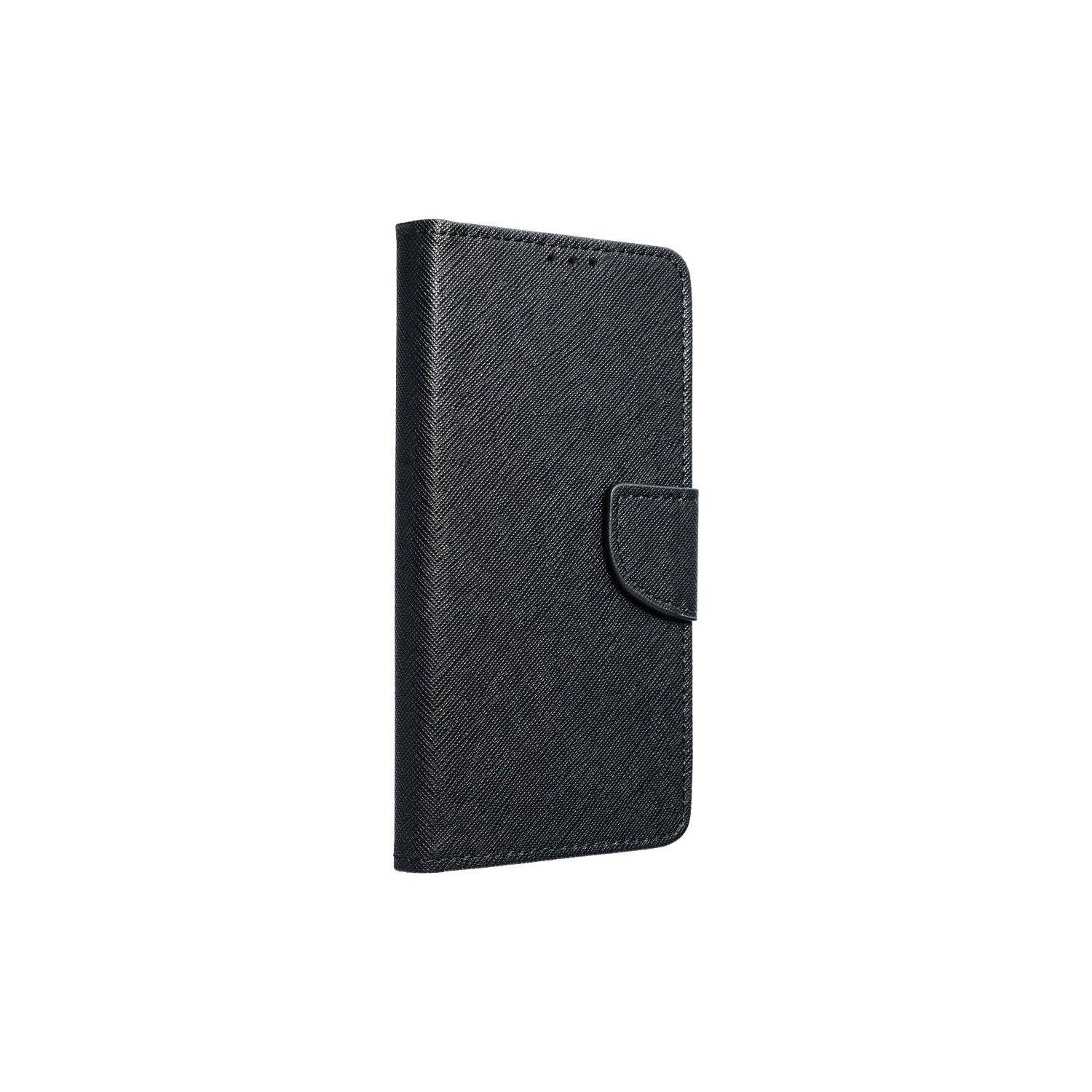 Buch Tasche "Fancy" kompatibel mit Motorola Moto G24/G04 Handy Hülle Brieftasche mit Standfunktion, Kartenfach Schwarz