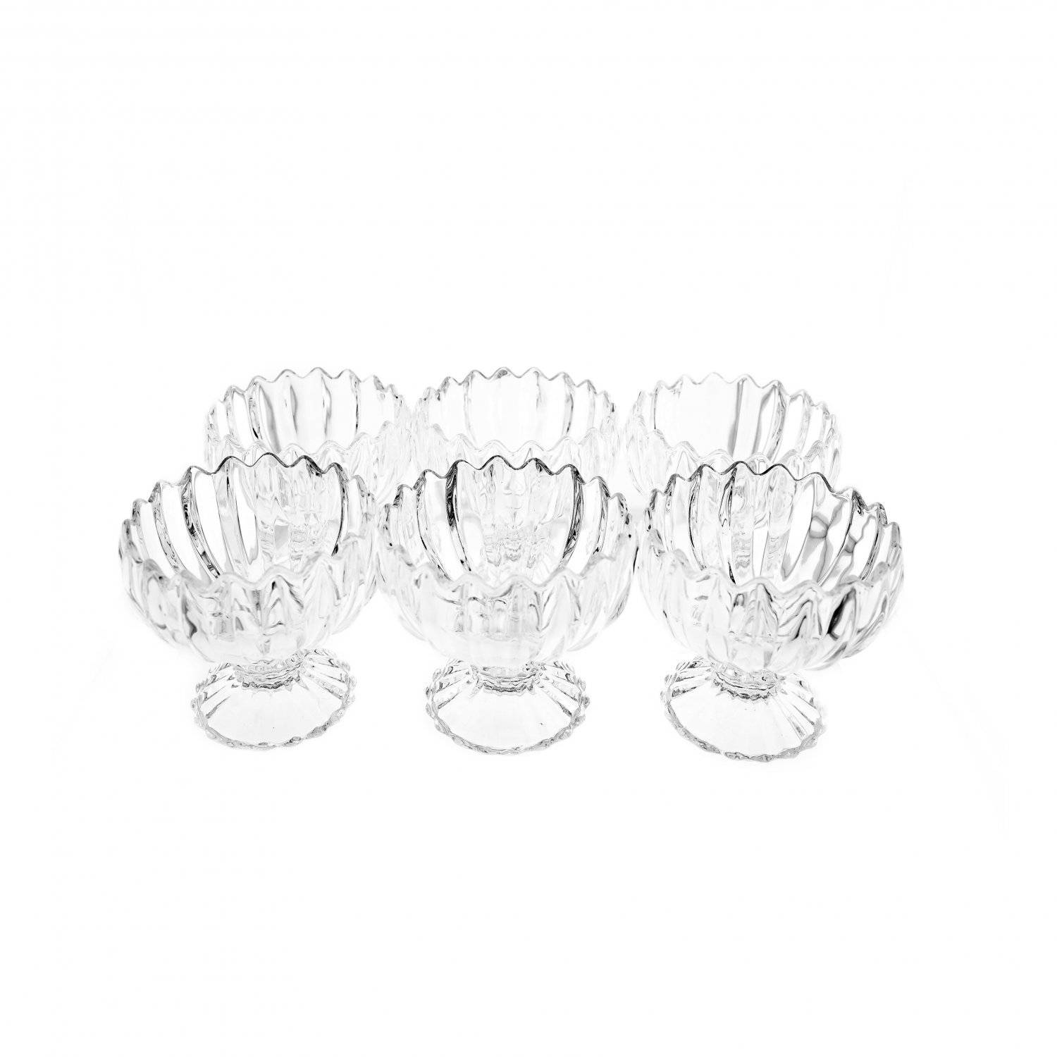 6 Teiliges Glasschalen-Set 200 ml, Für Eis, Snacks, Pudding und Desserts Transparent