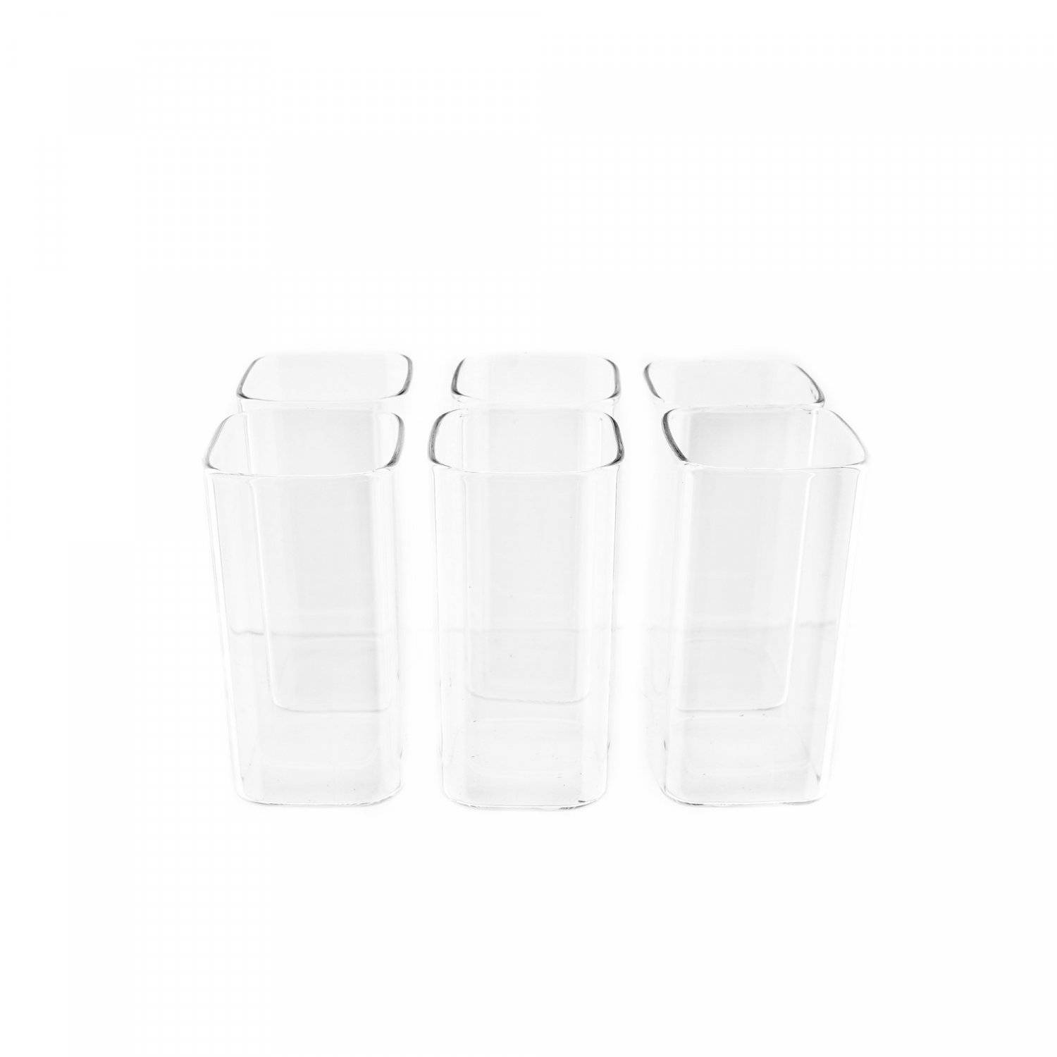 6er Gläser-Set 350 ml Longdrinkgläser, Cocktailglas, Quadratische Glas, Transparent,