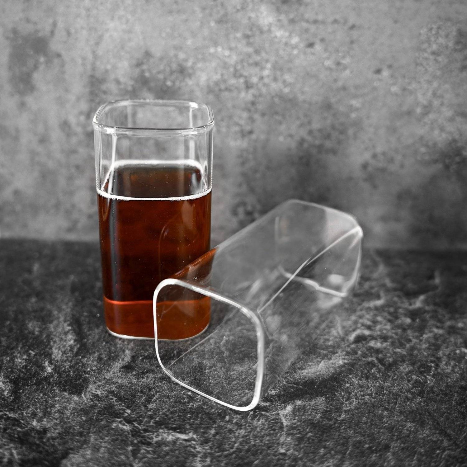 6er Gläser-Set 350 ml Longdrinkgläser, Cocktailglas, Quadratische Glas, Transparent,