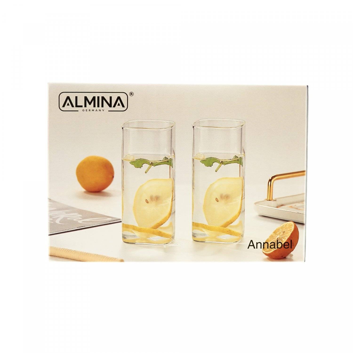 6er Gläser-Set 350 ml Longdrinkgläser, Cocktailglas, Quadratische Glas, Transparent,