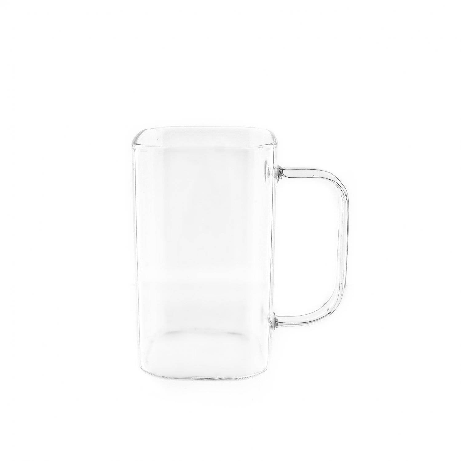 6 teiliges Gläser Set mit Henkel für Tee, Kaffee, quadratisch, transparent 280 ml