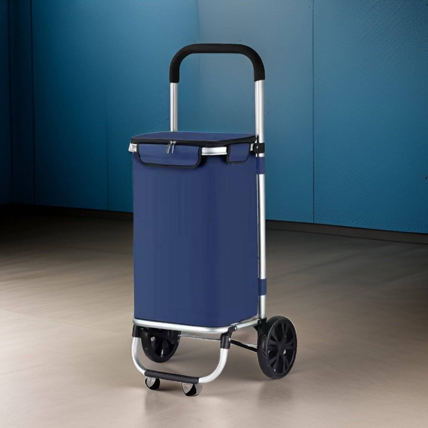 40L Einkaufs Trolley Einkaufswagen Einkaufsroller Aluminium klappbar Blau