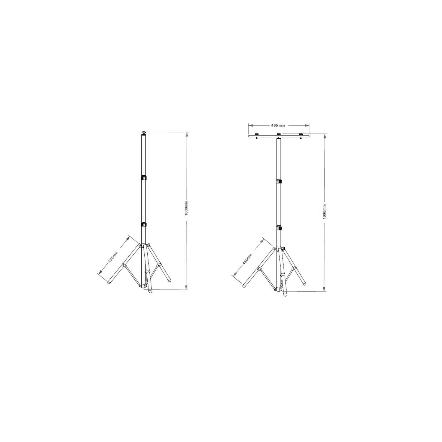 Forever Lights Verstellbare Arbeitsleuchten Stativständer 1,6m T-Bar
