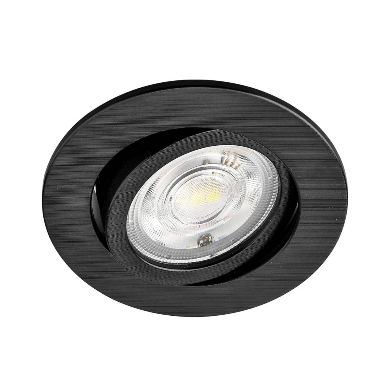 LED Einbauspot 5W | IP40 Schutzart | Schwenkbar Einbaustrahler Rund | 3000K Warmweiß | 400lm, Ø 7 cm | Schwarz