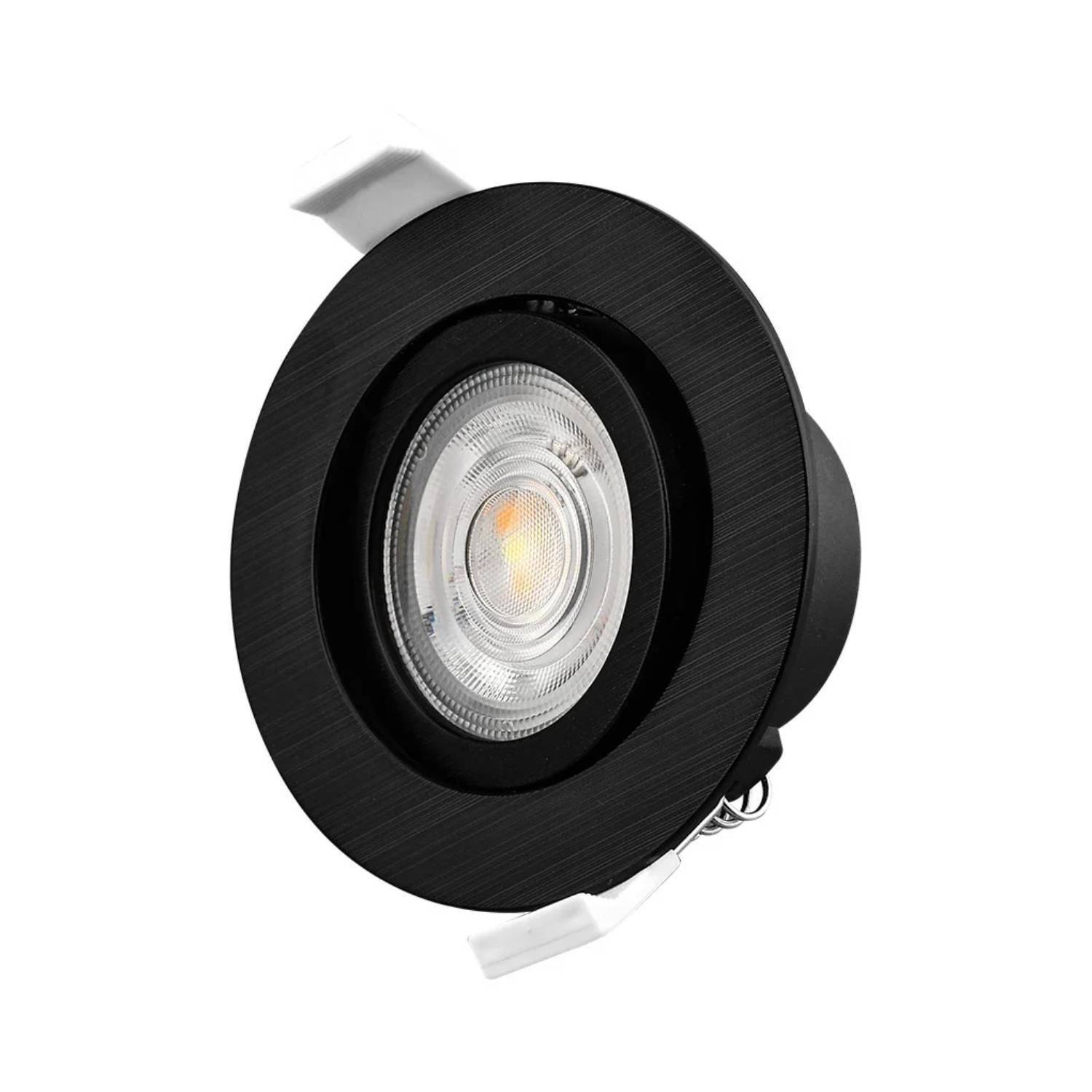 LED Einbauspot 5W | IP40 Schutzart | Schwenkbar Einbaustrahler Rund | 3000K Warmweiß | 400lm, Ø 7 cm | Schwarz