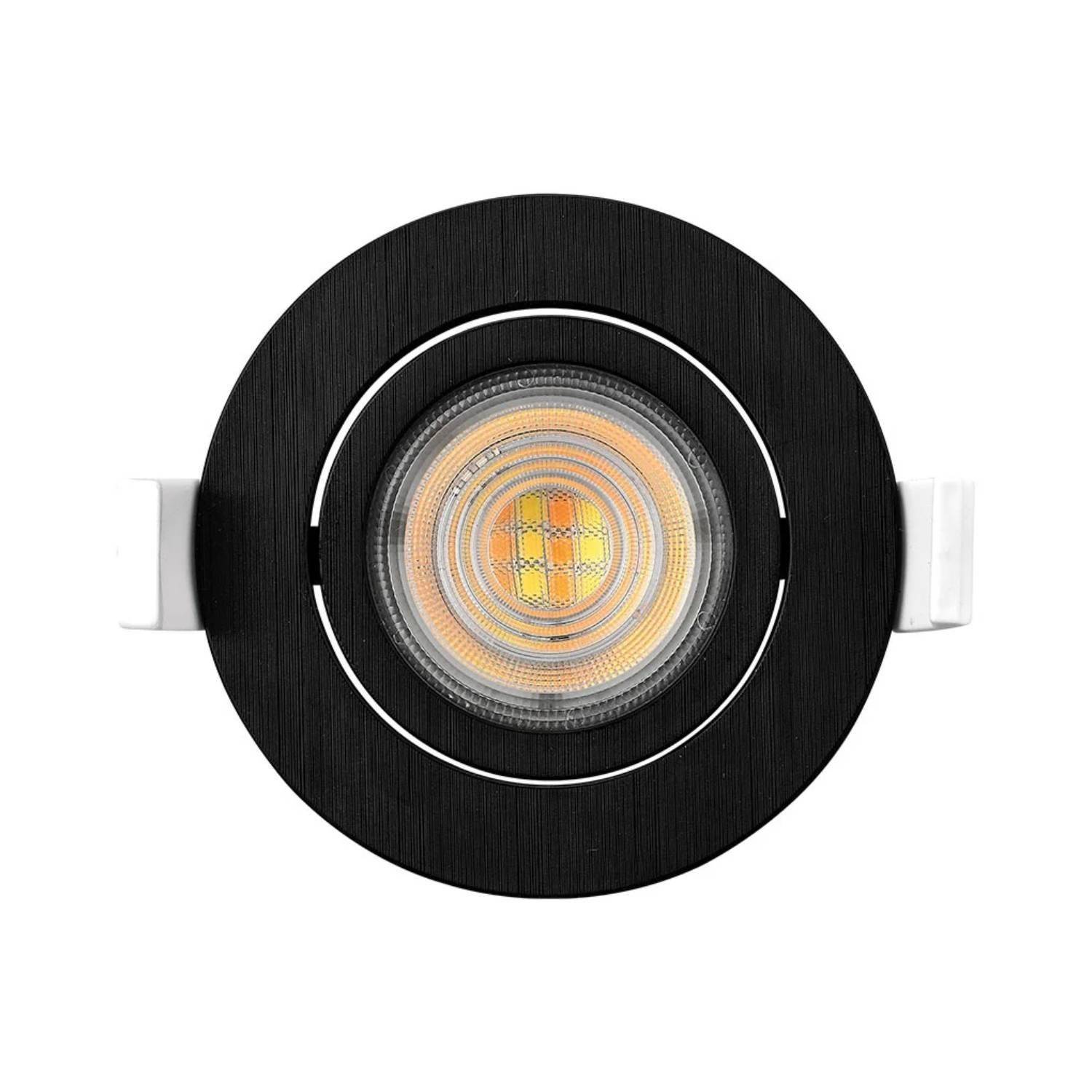 LED Einbauspot 5W | IP40 Schutzart | Schwenkbar Einbaustrahler Rund | 3000K Warmweiß | 400lm, Ø 7 cm | Schwarz