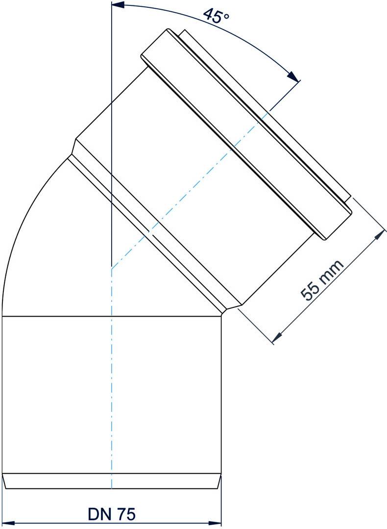 Bogen PKB Polo-Kal NG DN 75 45Grad