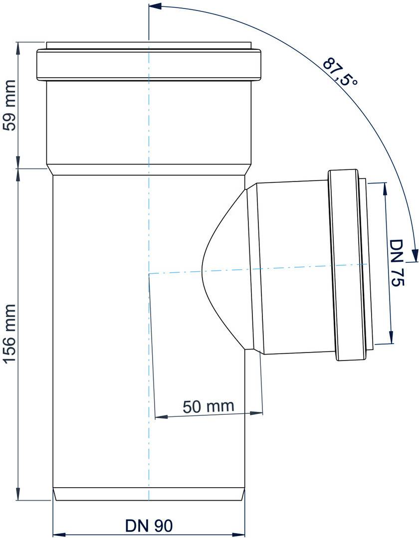 Abzweig PKEA Polo-Kal NG DN 90/75 87,5Grad