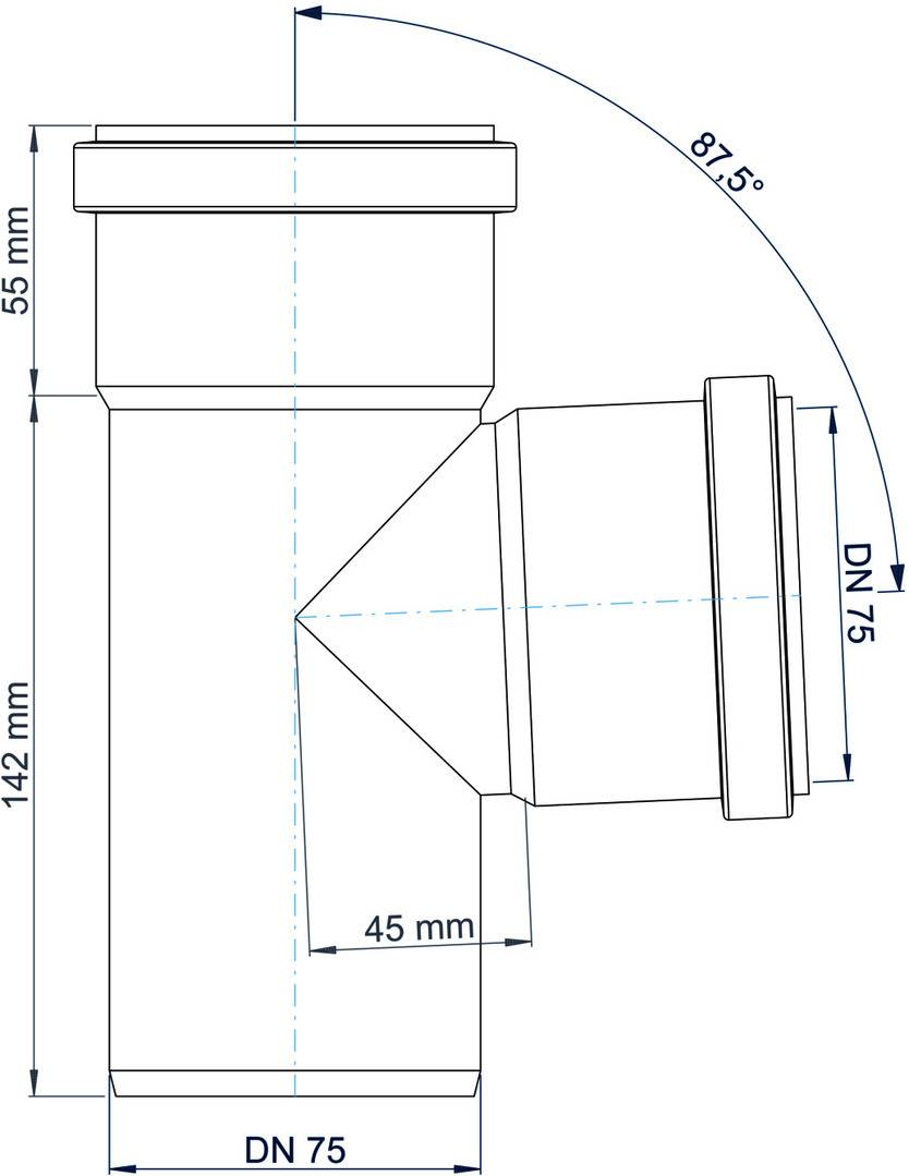 Abzweig PKEA Polo-Kal NG DN 75/75 87,5Grad