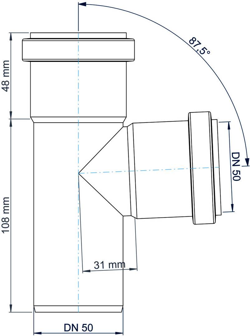 Abzweig PKEA Polo-Kal NG DN 50/50 87,5Grad