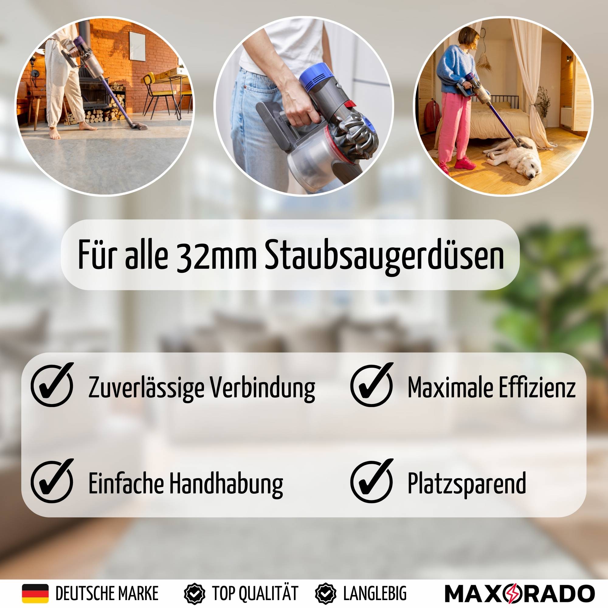 Maxorado Vario Universal Adapter 32mm auf 30-38 mm Anschluss zb für Electrolux Fam Thomas Numatic Dirt Devil Bosch Siemens Miele Staubsaugeraufsatz