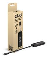 Club HDMI-Kabelverpackung mit einem kleinen schwarzen Inline-Adapter und Kabel auf weißem Hintergrund.