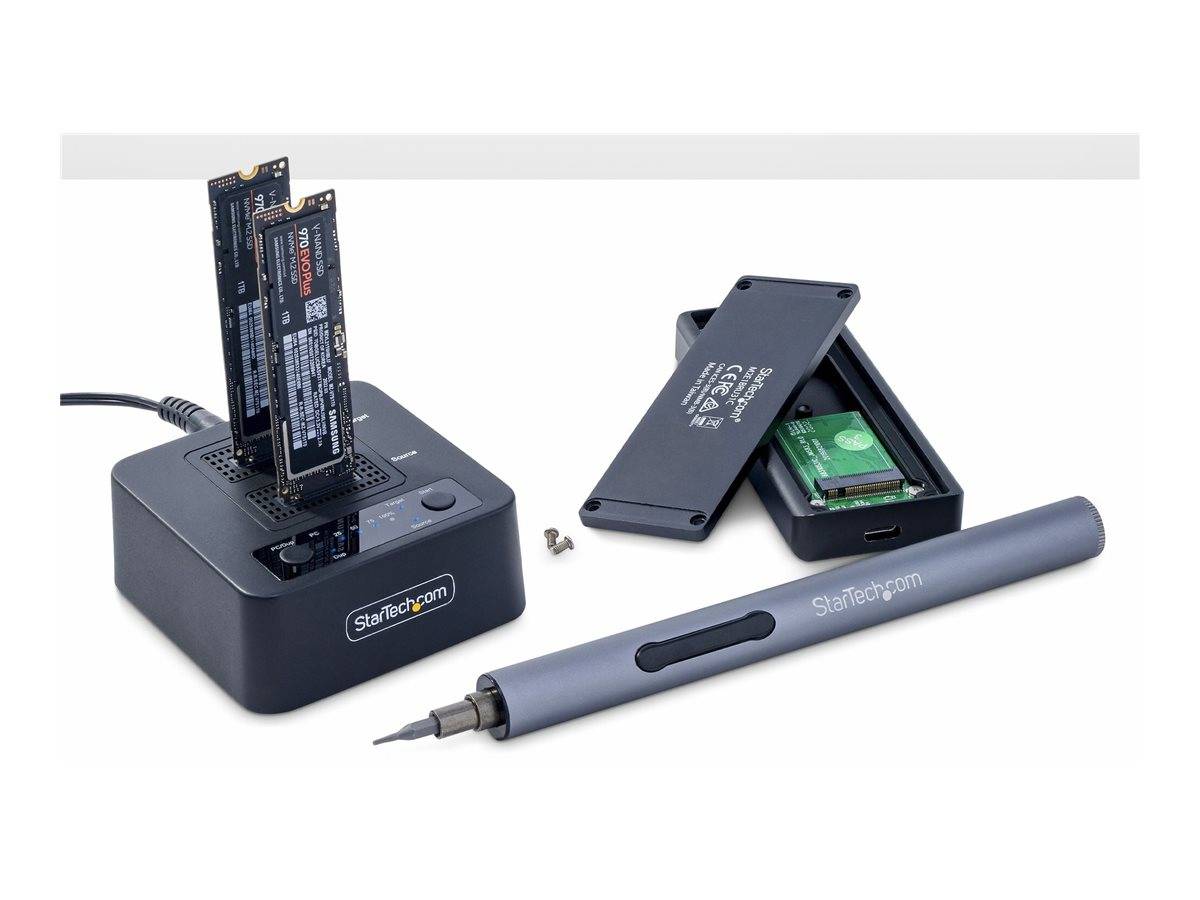 StarTech.com 1:1 M.2 NVMe Kopierstation, USB-C PCIe SSD Cloner & Dock - Solid State / Festplattenduplikator - 2 Schächte (PCIe (NVMe))