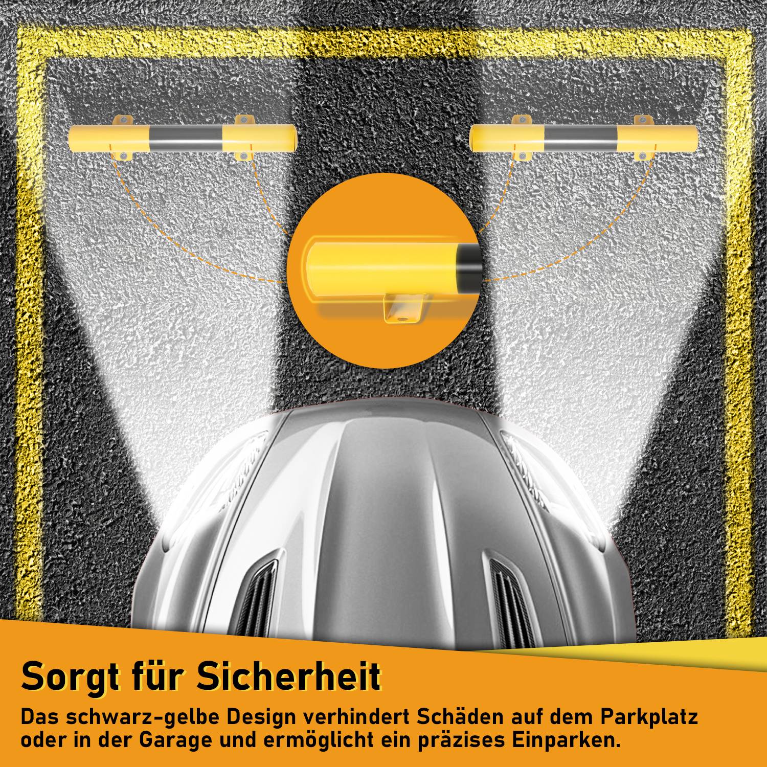 2X Radstopper Parkplatz Auto Parkplätze Parken Reflexband Garage Reflexstreifen