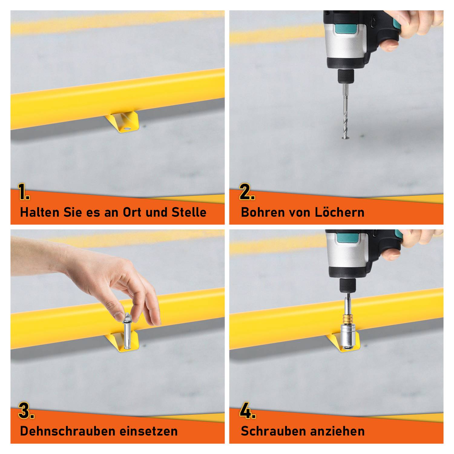 2X Radstopper Parkstopp Reflexstreifen Ebonite-Hartkautschuk Reflektor Abstand