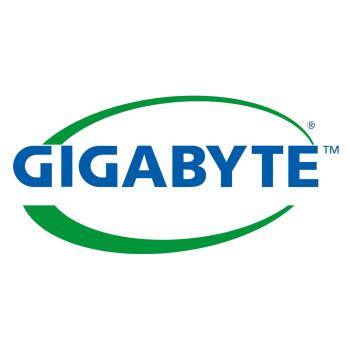 GIGABYTE' Logo mit grünem Swoosh-Unterstrich.