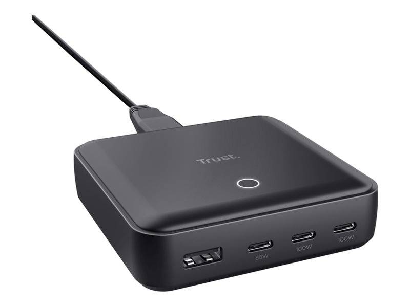 Trust Maxo - Netzteil - 100 Watt - 5 A - Power Delivery 3.0 + PPS - 4 Ausgabeanschlussstellen (3 x USB-C, USB)