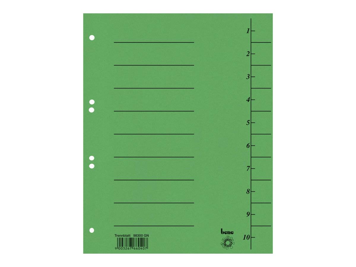 ESSELTE LEITZ - bene - Trennelement - für A4 - grün (Packung