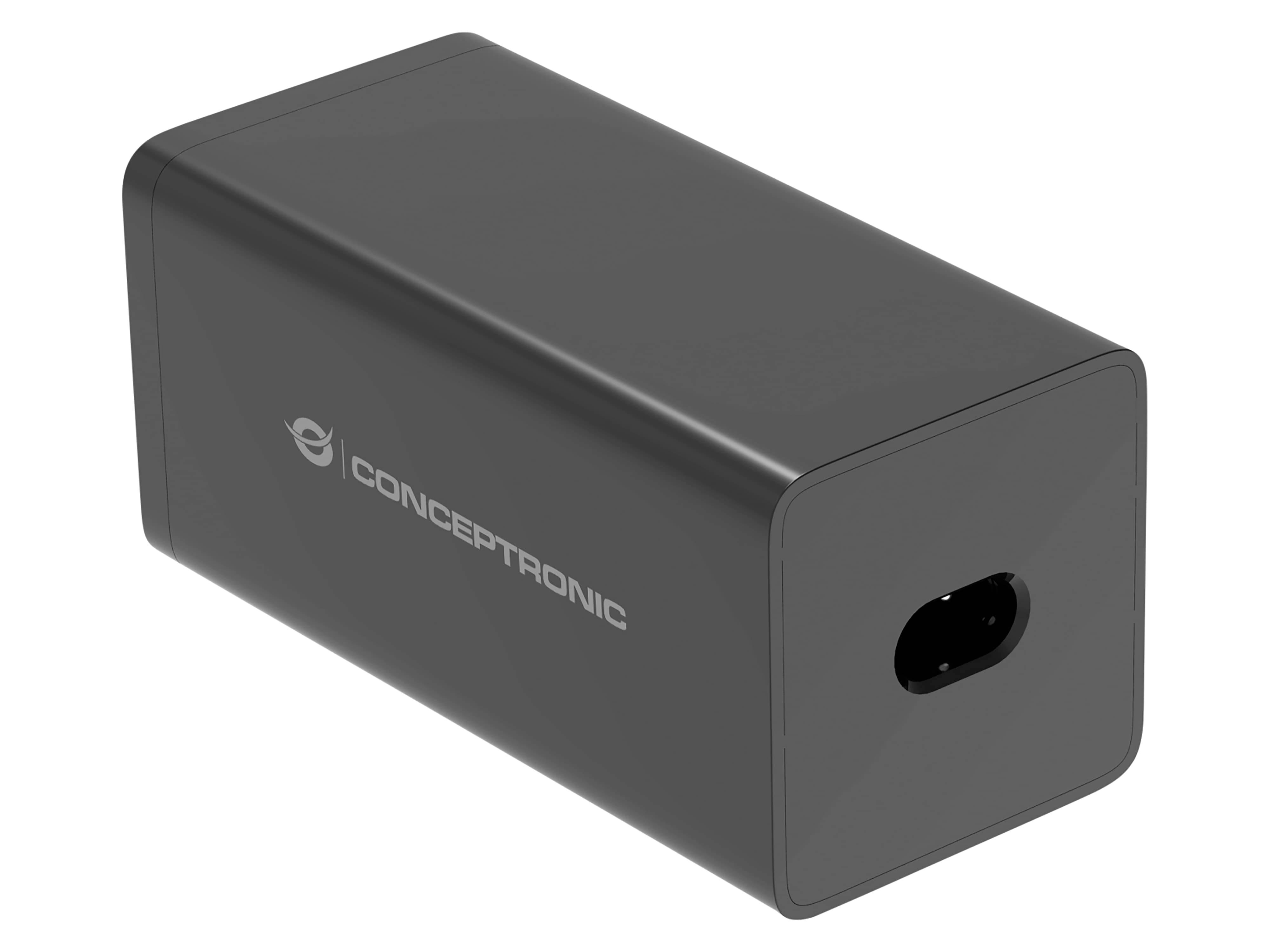 Conceptronic Netzteil - 200 Watt - Power Delivery 3.1, QC 3.0, PD 3.0 - 6 Ausgabeanschlussstellen (4 x USB-C, 2 x 9-polige USB Typ A)