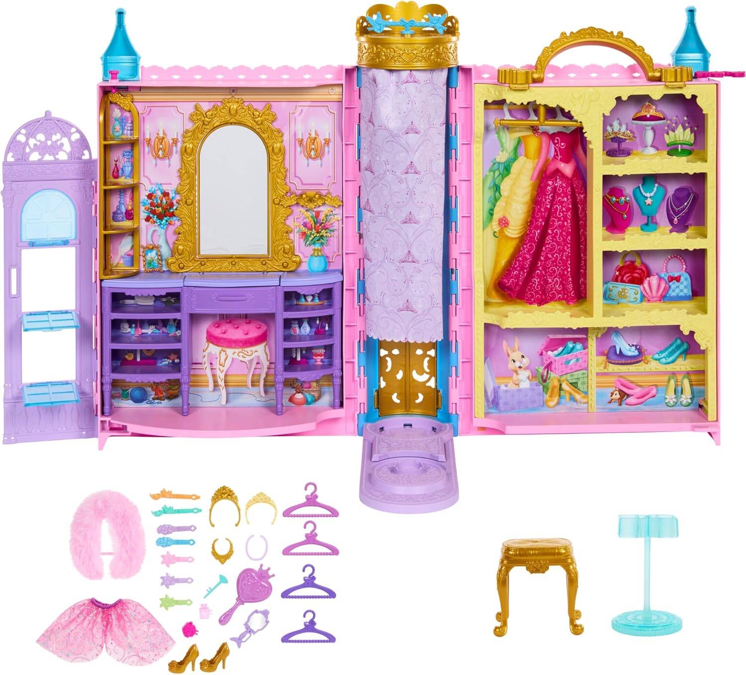 Mattel Disney Prinzessin-Schrankspielset 2 Kleidungsstücken +25 Teilen 3+