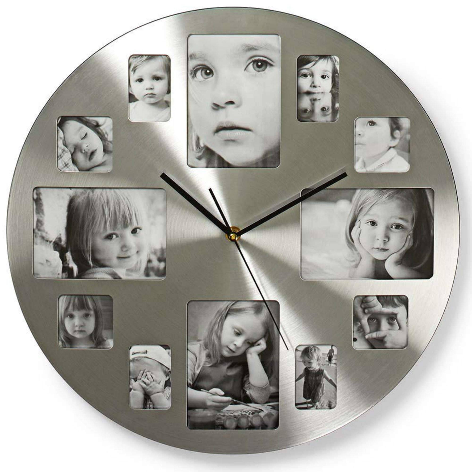 Wanduhr mit Bilderrahmen Foto Bilder Rahmen 40cm modern Küche Büro Wohnzimmer Uhr Fotouhr Fotos Geschenkidee