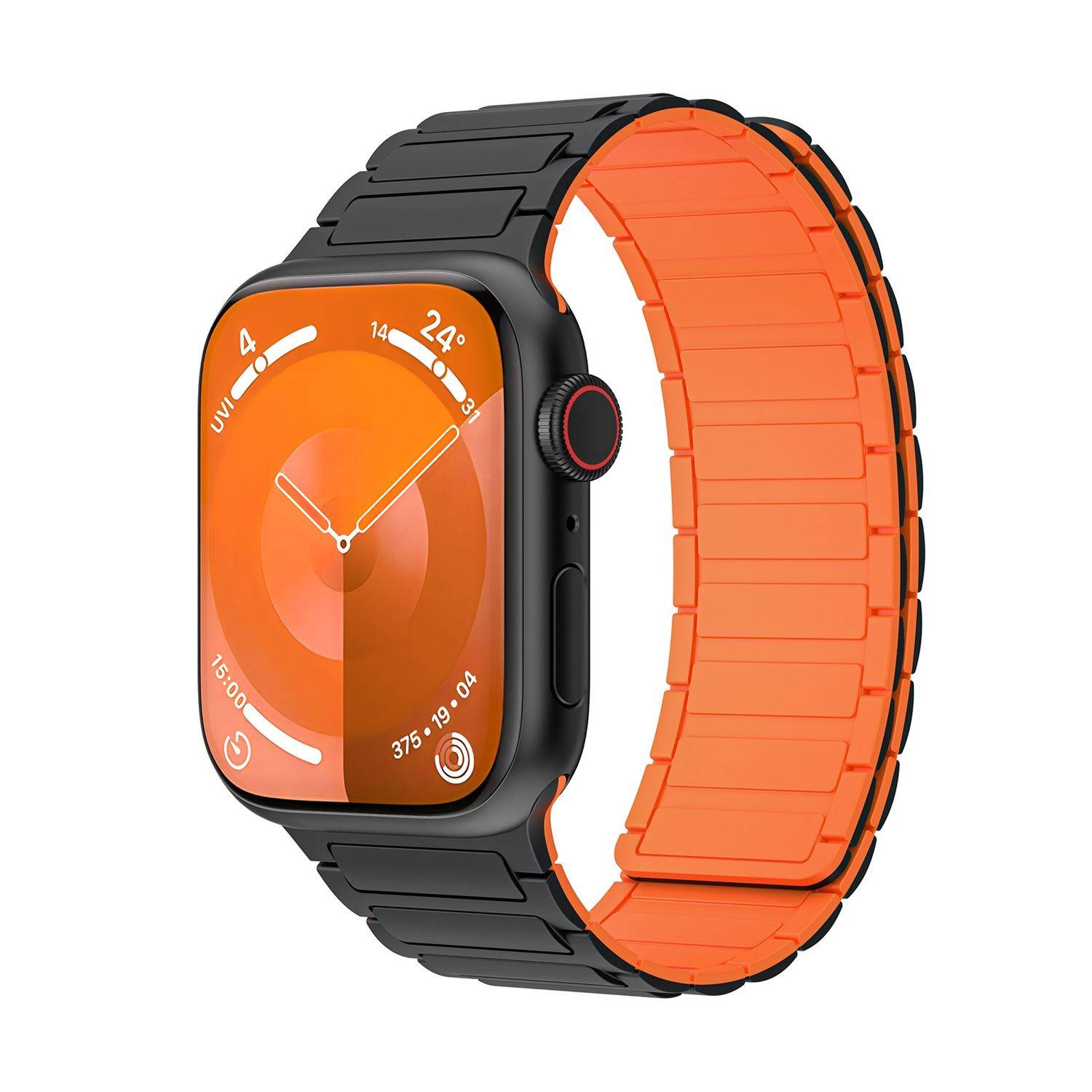 Für Apple Watch SE 2023 44mm Silikon Magnetschlaufe Arm Band Orange