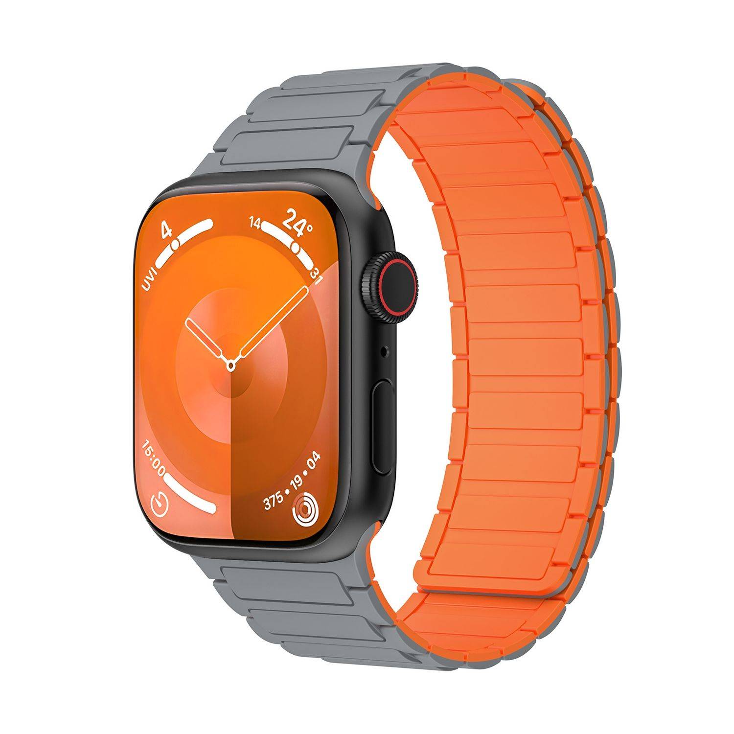 Für Apple Watch SE 2023 44mm Silikon Magnetschlaufe Arm Band Grau
