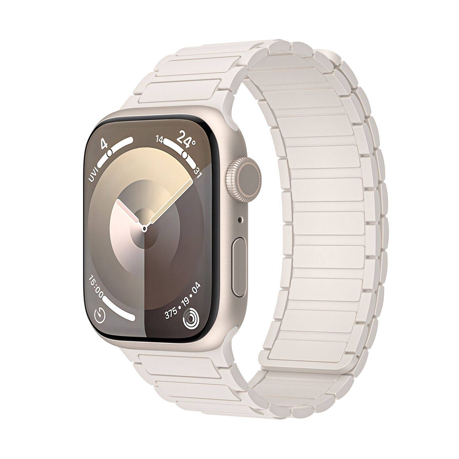 Für Apple Watch SE 2023 44mm Silikon Magnetschlaufe Arm Band Beige