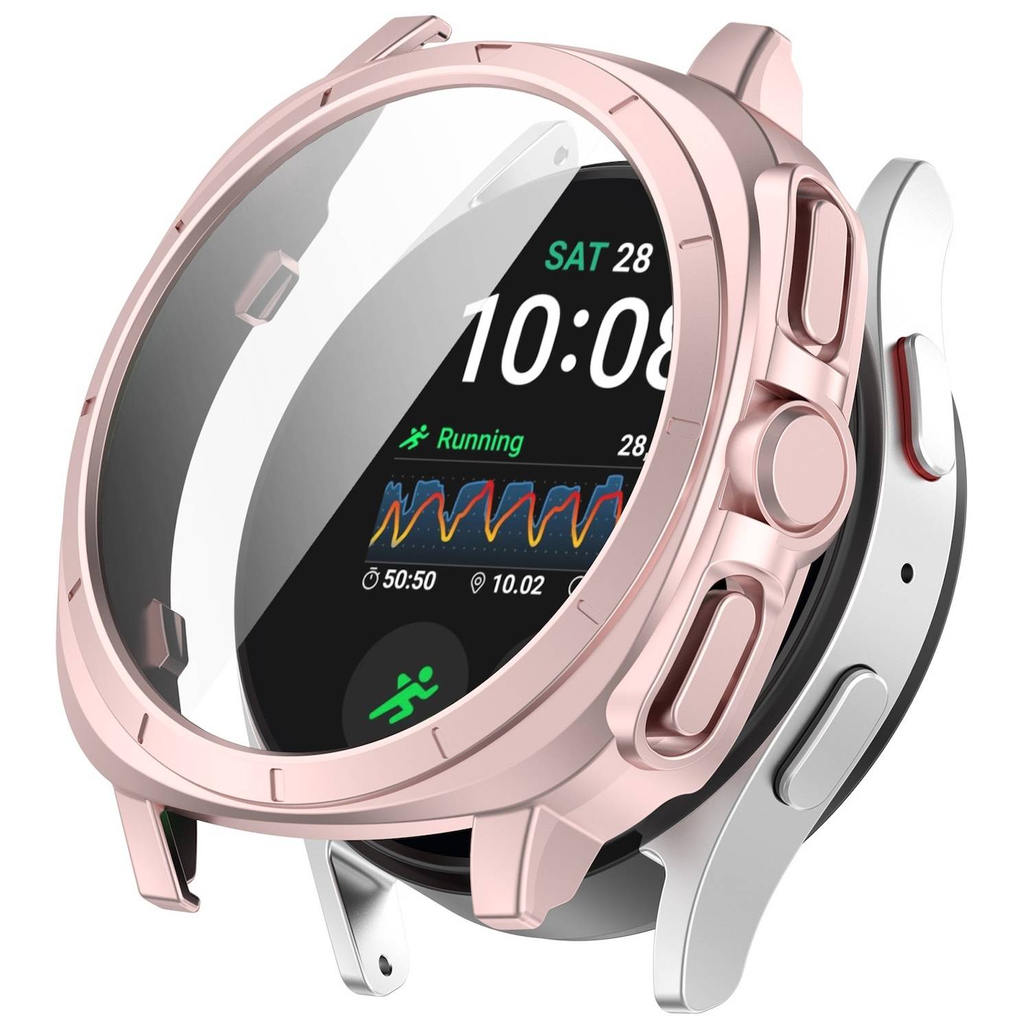 Für Samsung Galaxy Watch 7 40mm Kunststoff PC Hülle + Hart Glas Rosa