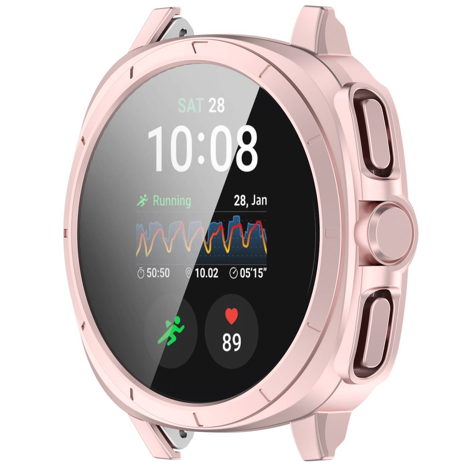 Für Samsung Galaxy Watch 7 40mm Kunststoff PC Hülle + Hart Glas Rosa