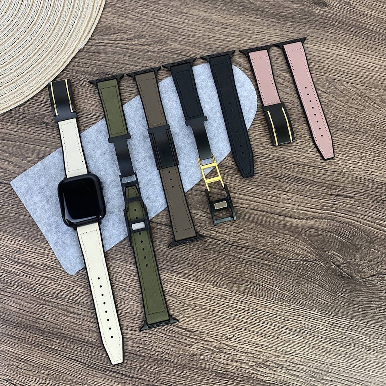 Für Apple Watch SE 2023 40mm Kunstleder Magnetschnalle Arm Band Pink