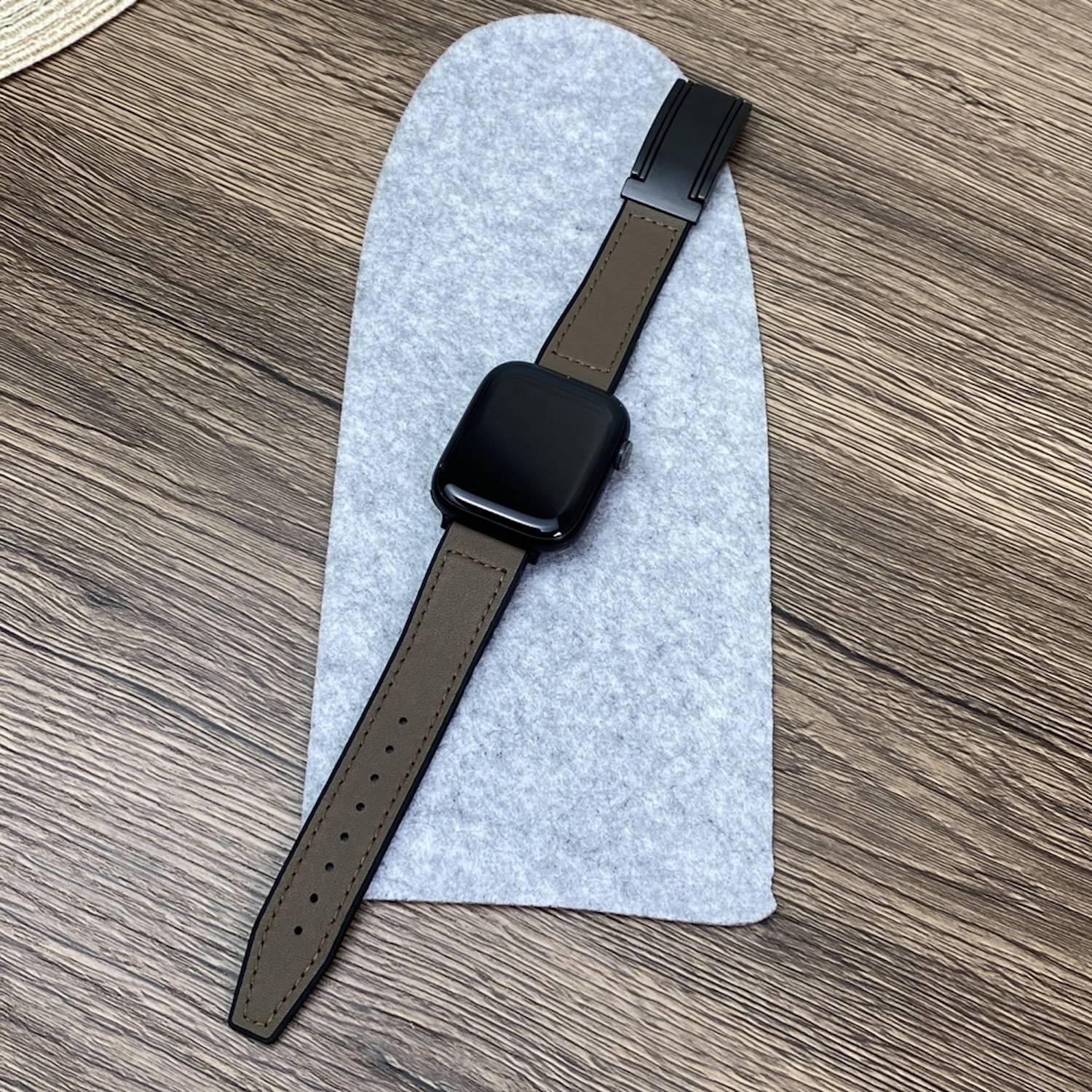 Für Apple Watch SE 2023 40mm Kunstleder Magnetschnalle Arm Band Braun