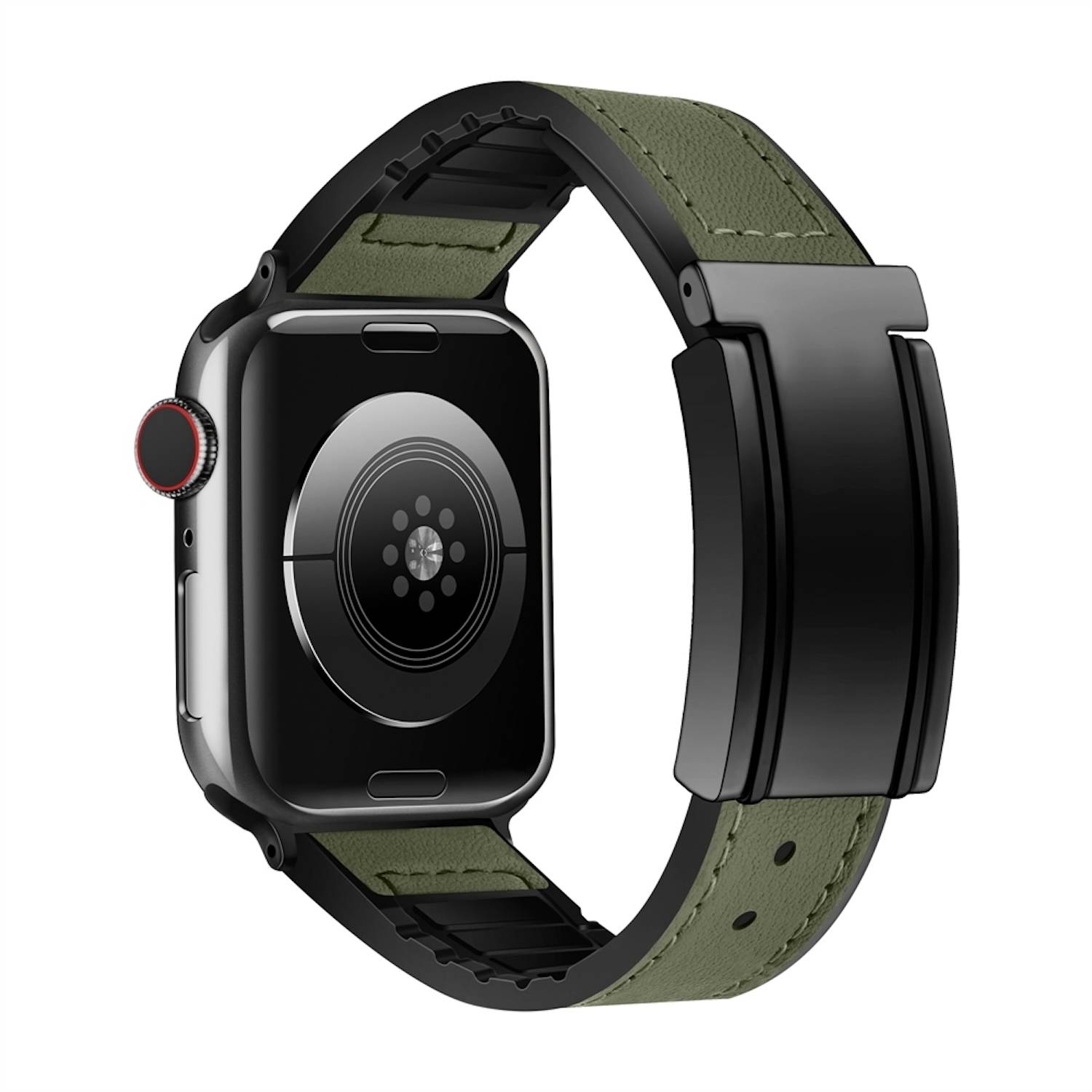Für Apple Watch SE 2023 40mm Kunstleder Magnetschnalle Armband D- Grün