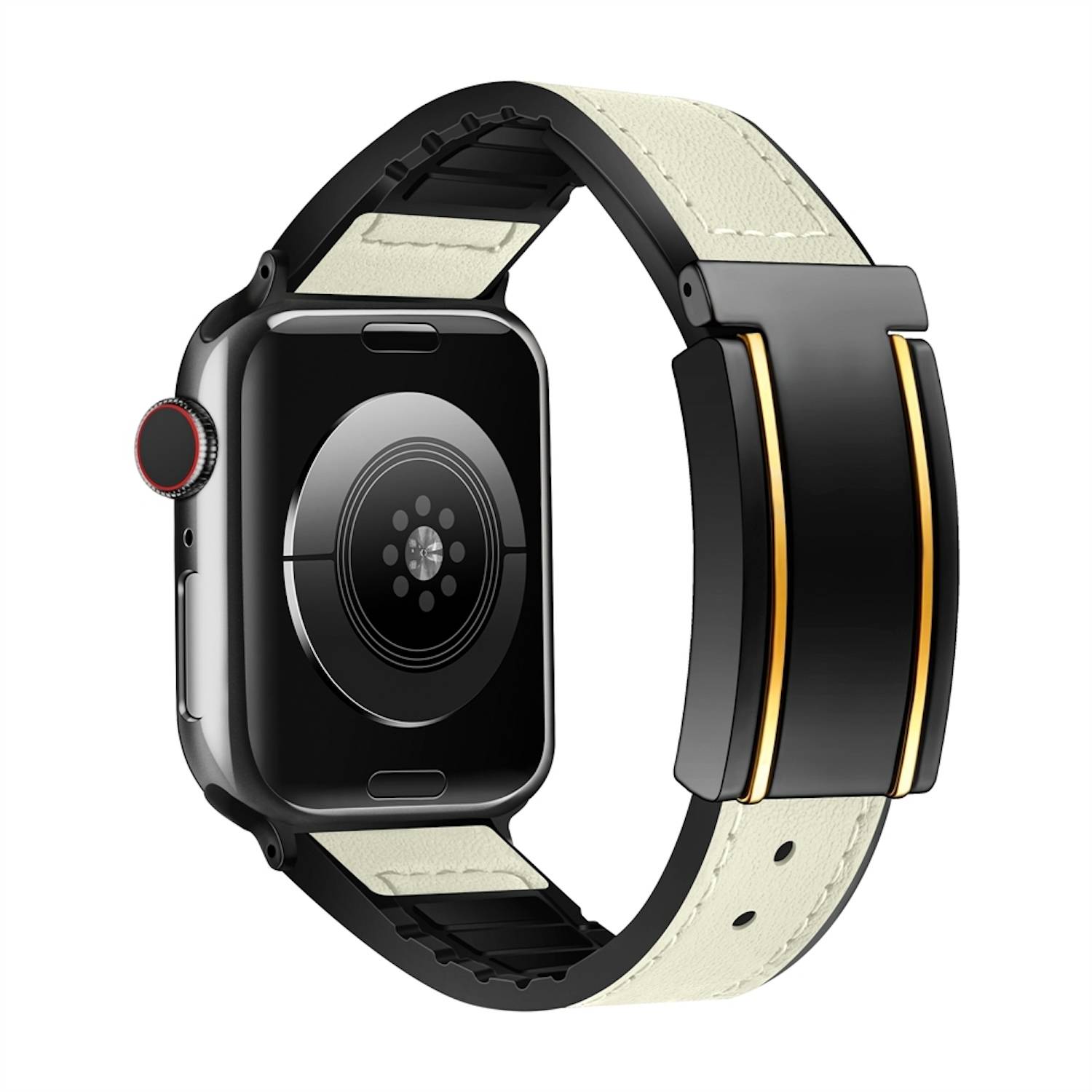 Für Apple Watch SE 2023 40mm Kunstleder Magnetschnalle Armband Beige