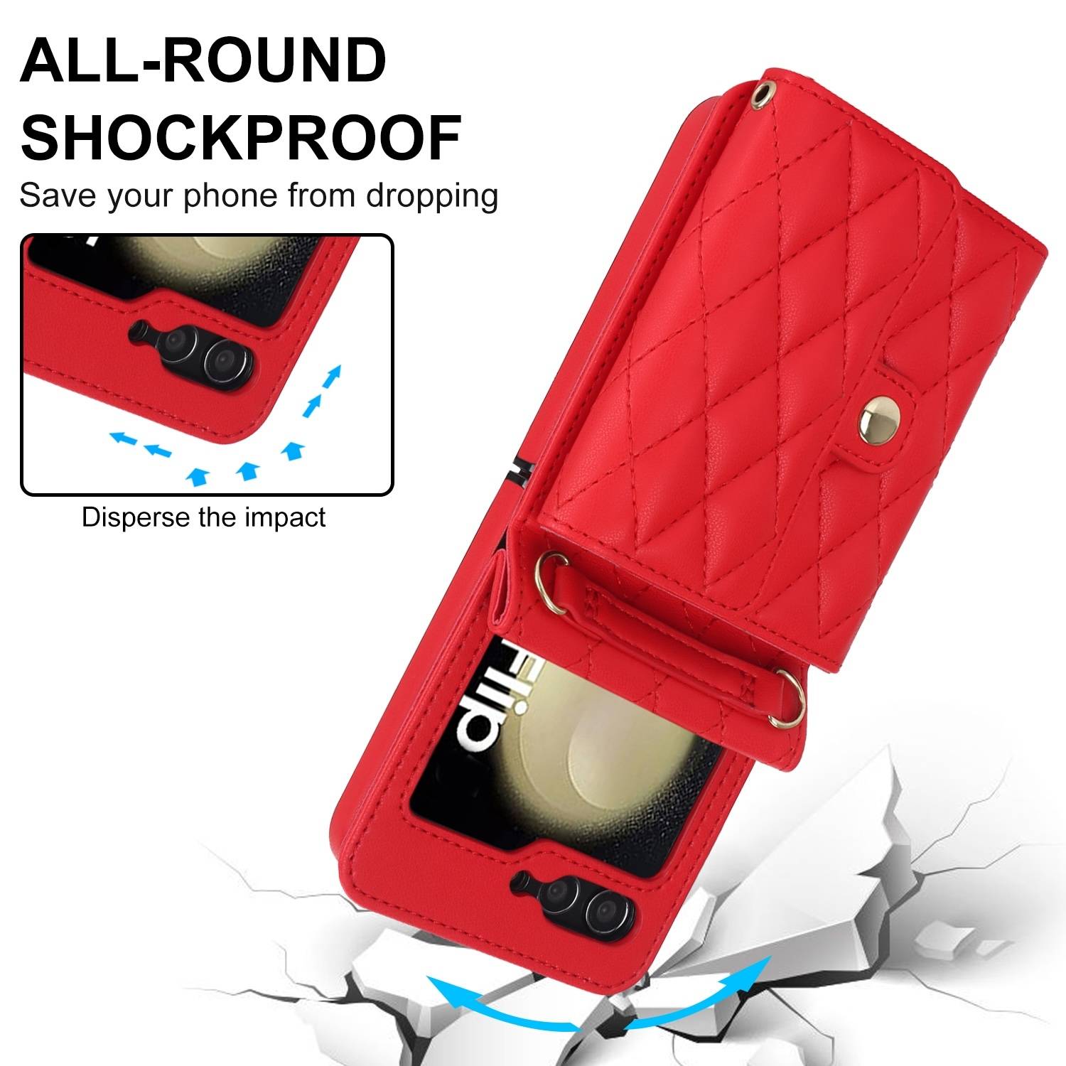 Für Samsung Galaxy Z Flip6 Kunstleder Design Book Wallet Tasche Rot