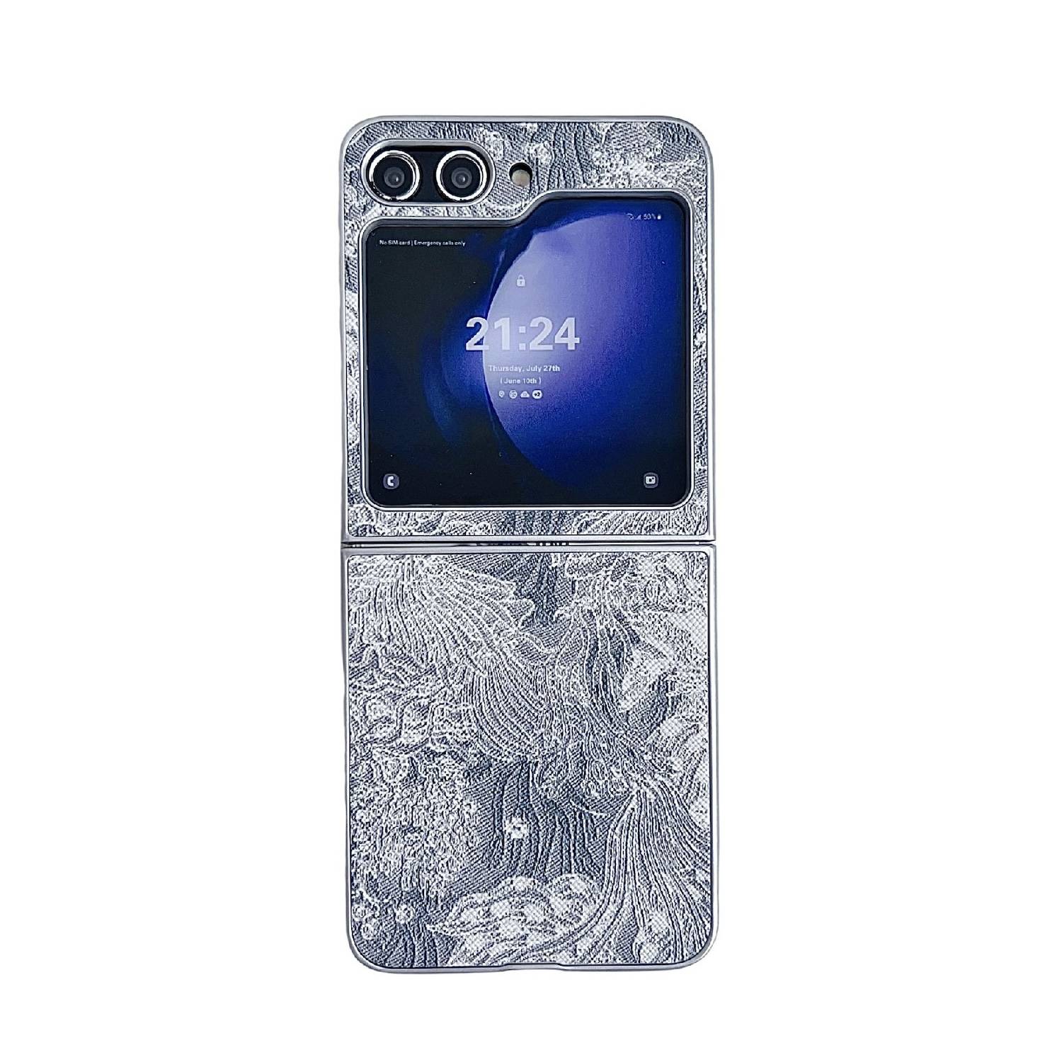 Für Samsung Galaxy Z Flip6 Stick Design Motiv Kunststoff Hülle Grau