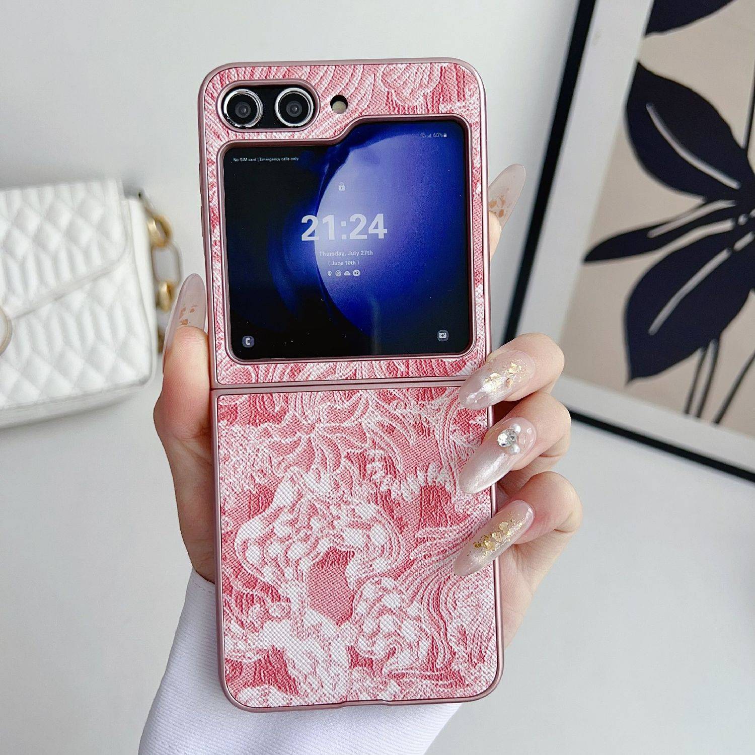 Für Samsung Galaxy Z Flip6 Stick Design Motiv Kunststoff Hülle Pink