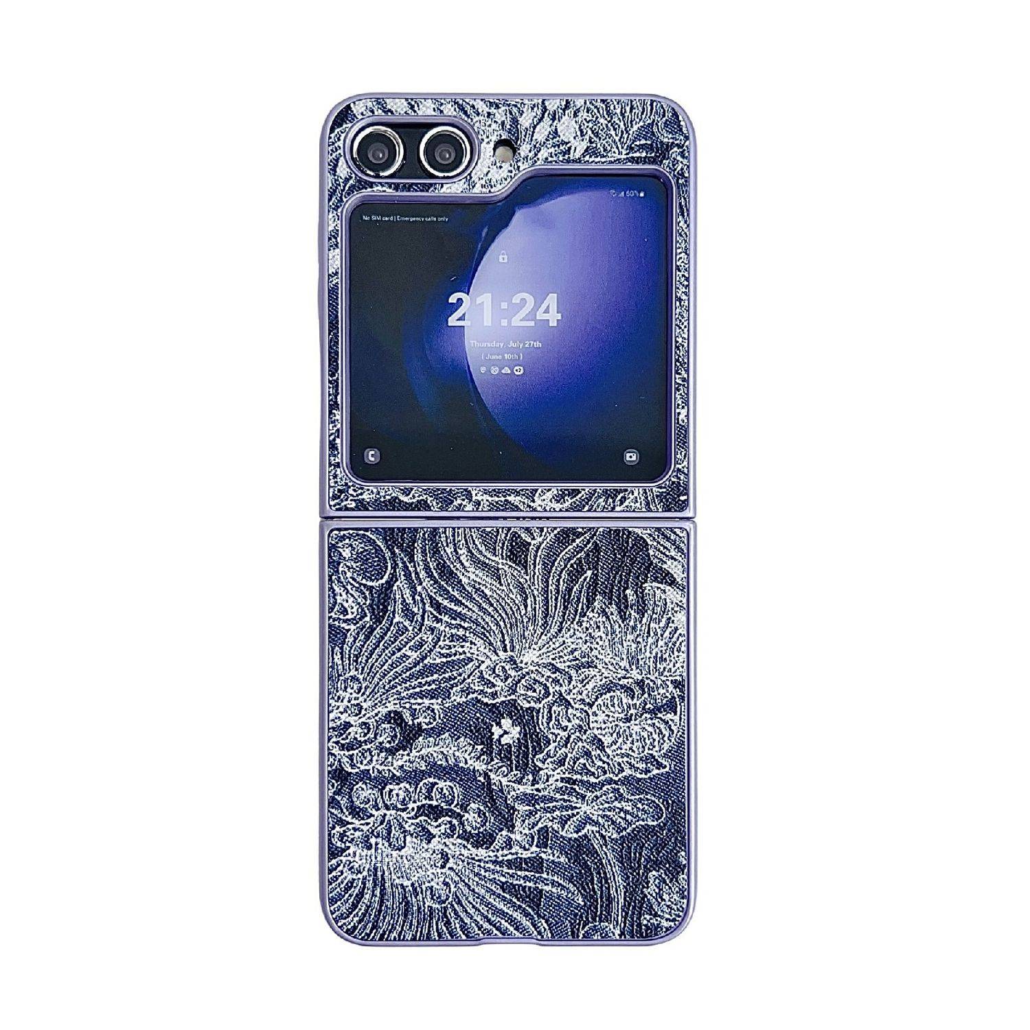 Für Samsung Galaxy Z Flip6 Stick Design Motiv Kunststoff Hülle Lila