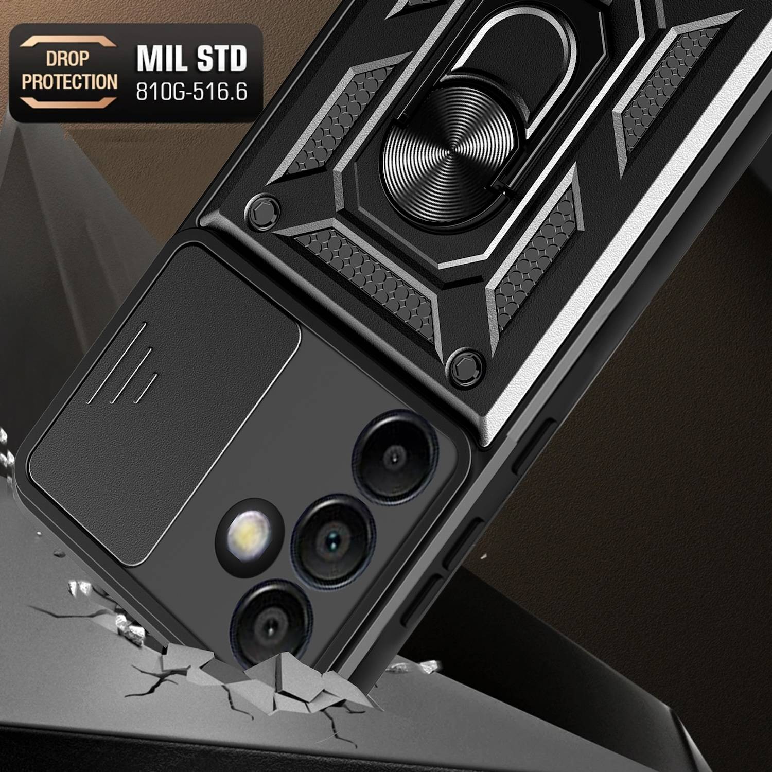 Für Samsung Galaxy S24 FE 5G Sliding Kamera Hybrid Ring Schutzhülle