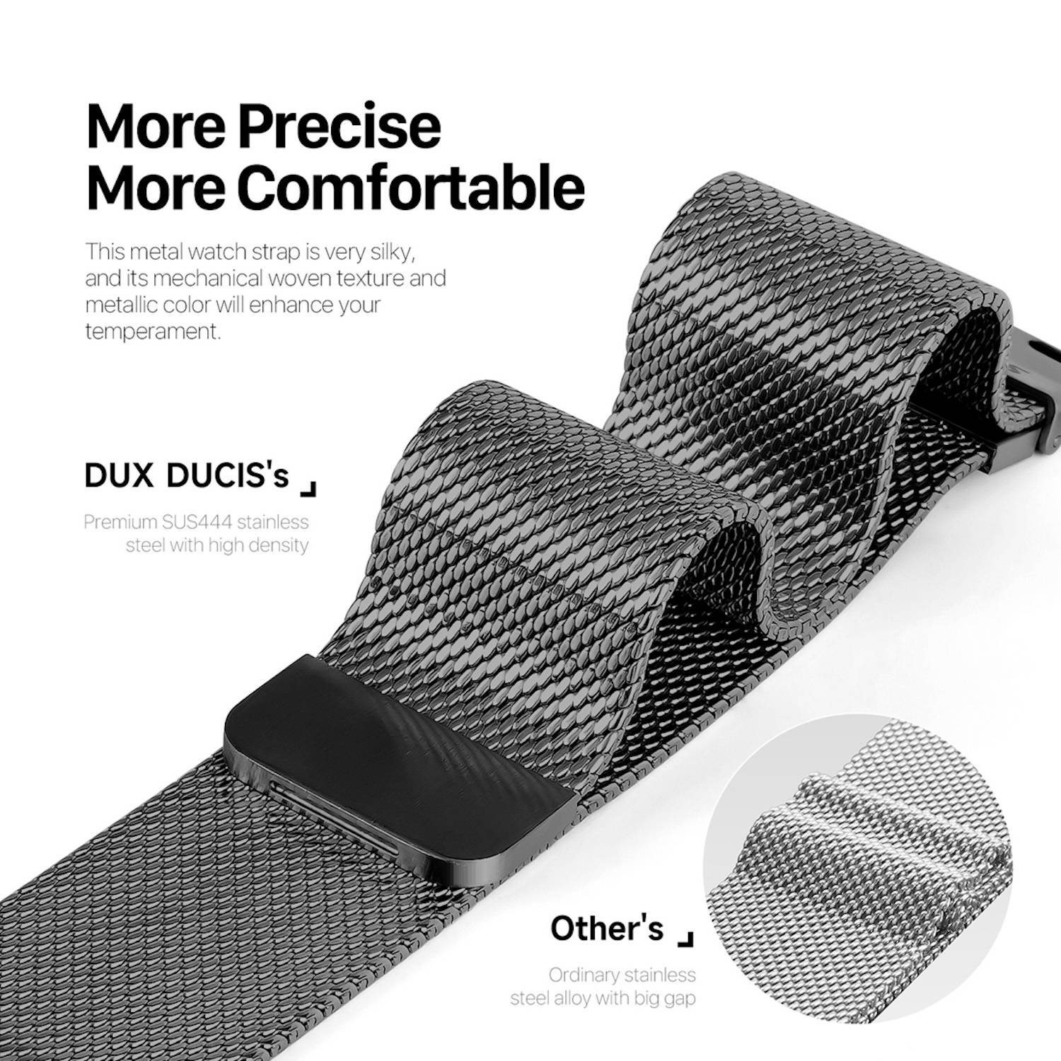 Für Apple Watch SE 2023 40mm DUX DUCIS Edelstahl Arm Band Schwarz