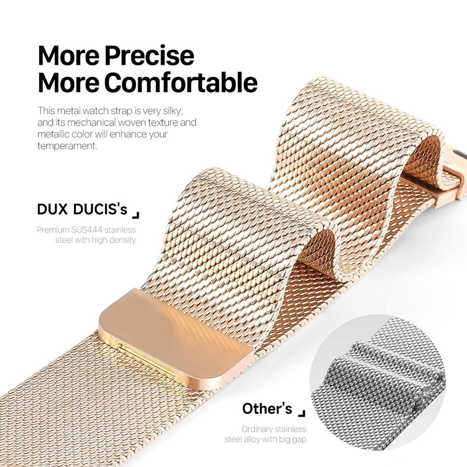 Für Apple Watch SE 2023 44mm DUX DUCIS Pro Edelstahl Arm Band Gold