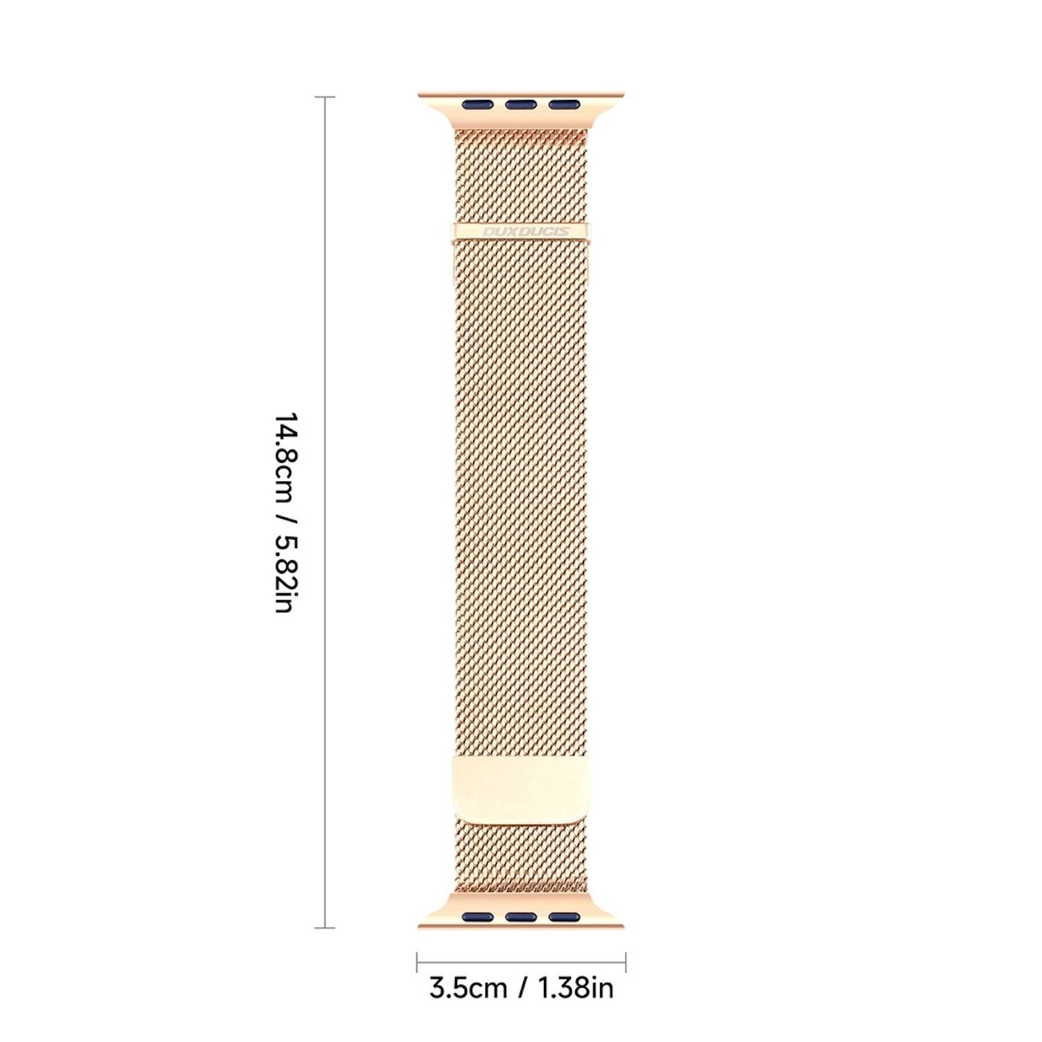 Für Apple Watch SE 2023 44mm DUX DUCIS Pro Edelstahl Arm Band Gold