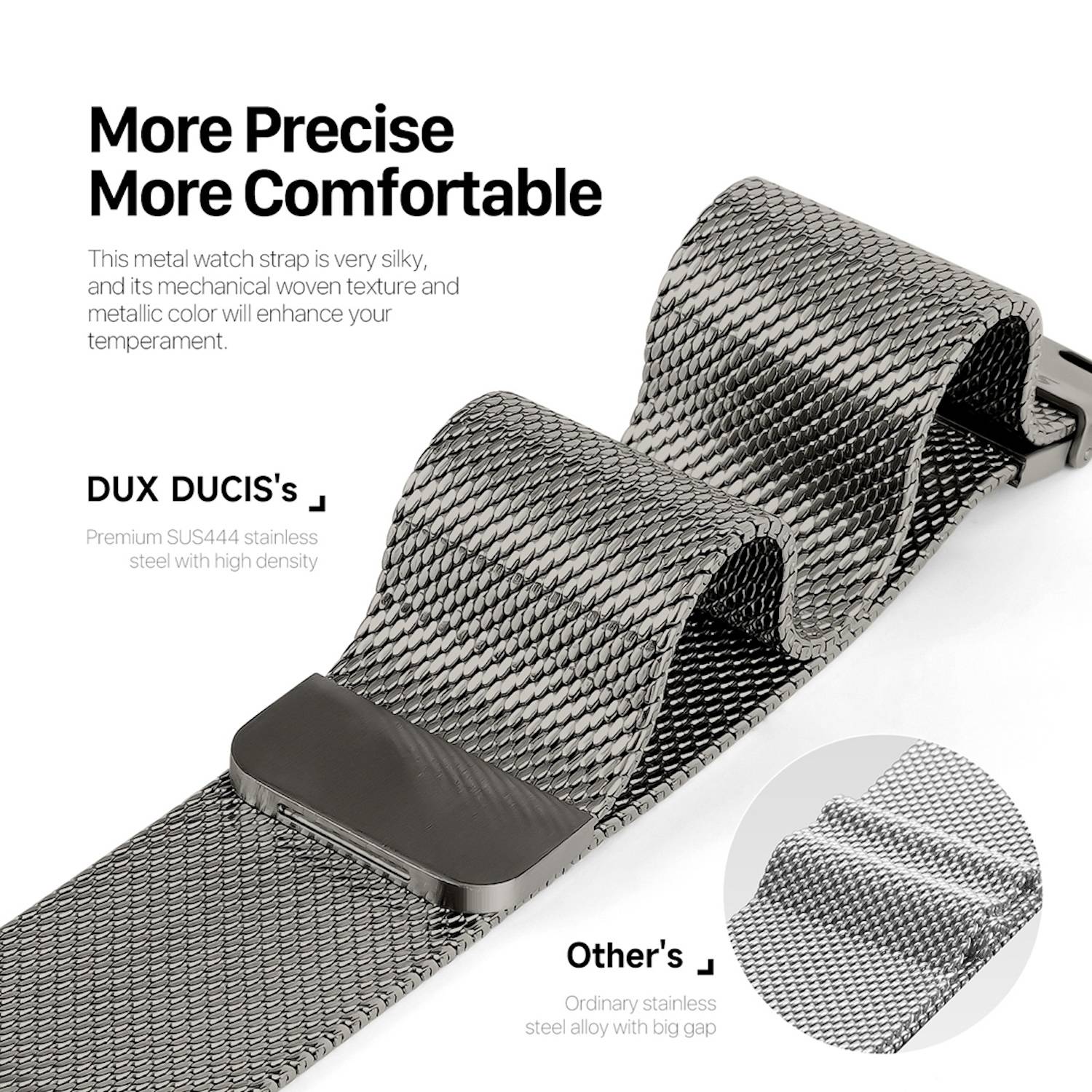 Für Apple Watch SE 2023 44mm DUX DUCIS Pro Edelstahl Arm Band Grau